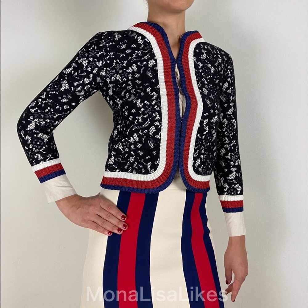 New GUCCI Lace Web Trim Scuba Sartorial Jacket